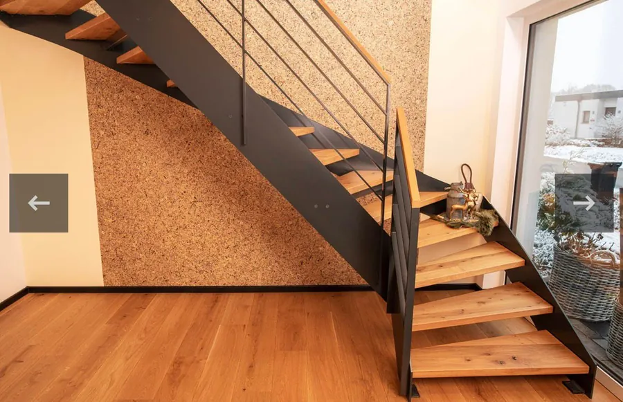 M-14: Stahltreppe mit Holzstufen und Seilgeländer – Referenzprojekt